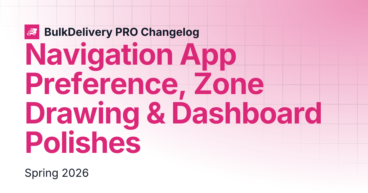Navigation App Preference, Zone Drawing & Dashboard Polishes ...
